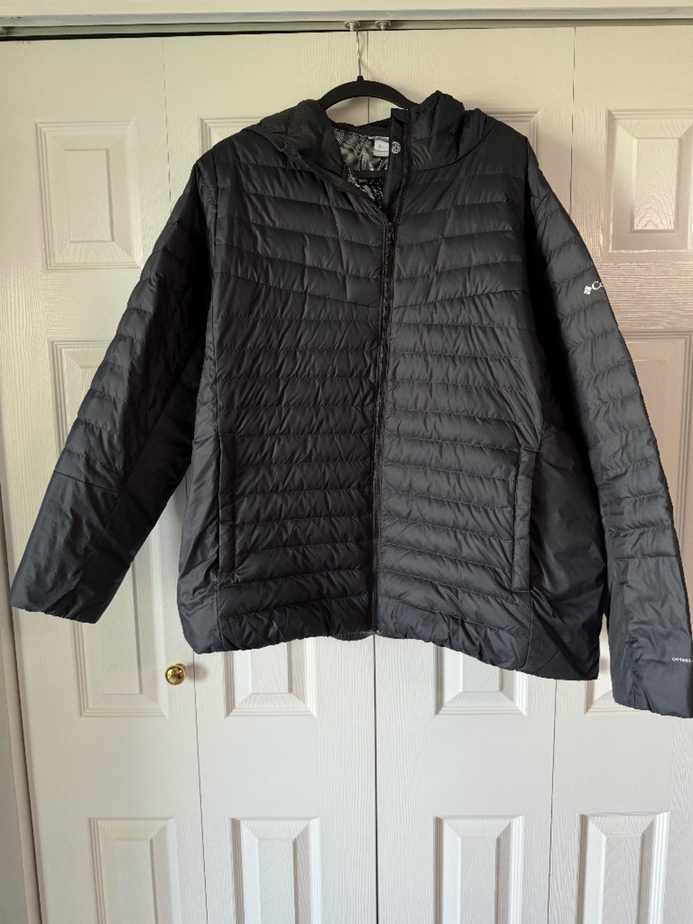 Columbia Omni Heat Jacket Womens XXL Black Lightweight Puffer Hooded Coat